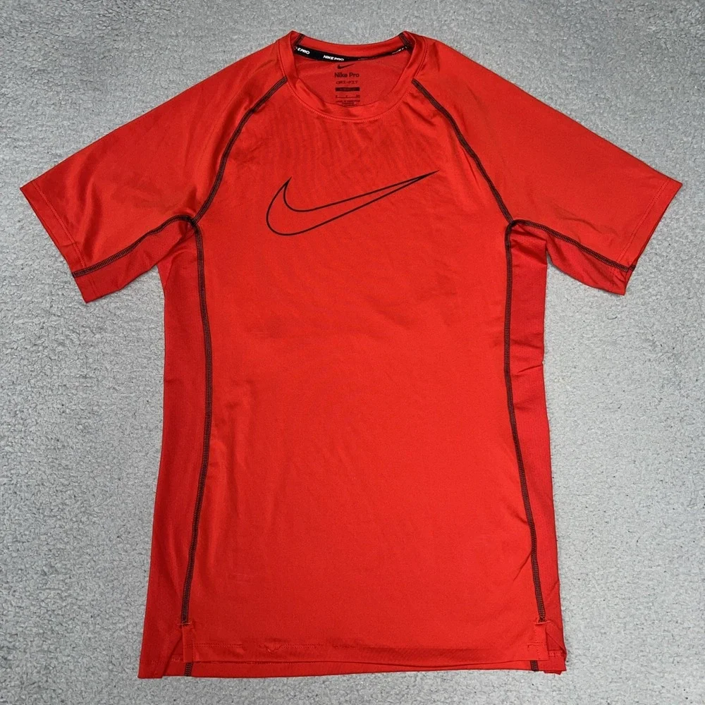 Nike Pro Shirt Men's Sz S Red Slim Fit Dri-Fit Athletic Training Top DD1992-657